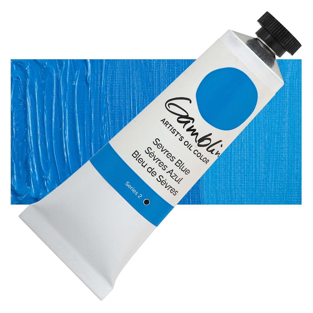 Open in modal - Gamblin Artist's Oil Color - Sevres Blue, 37 ml tube and swatch