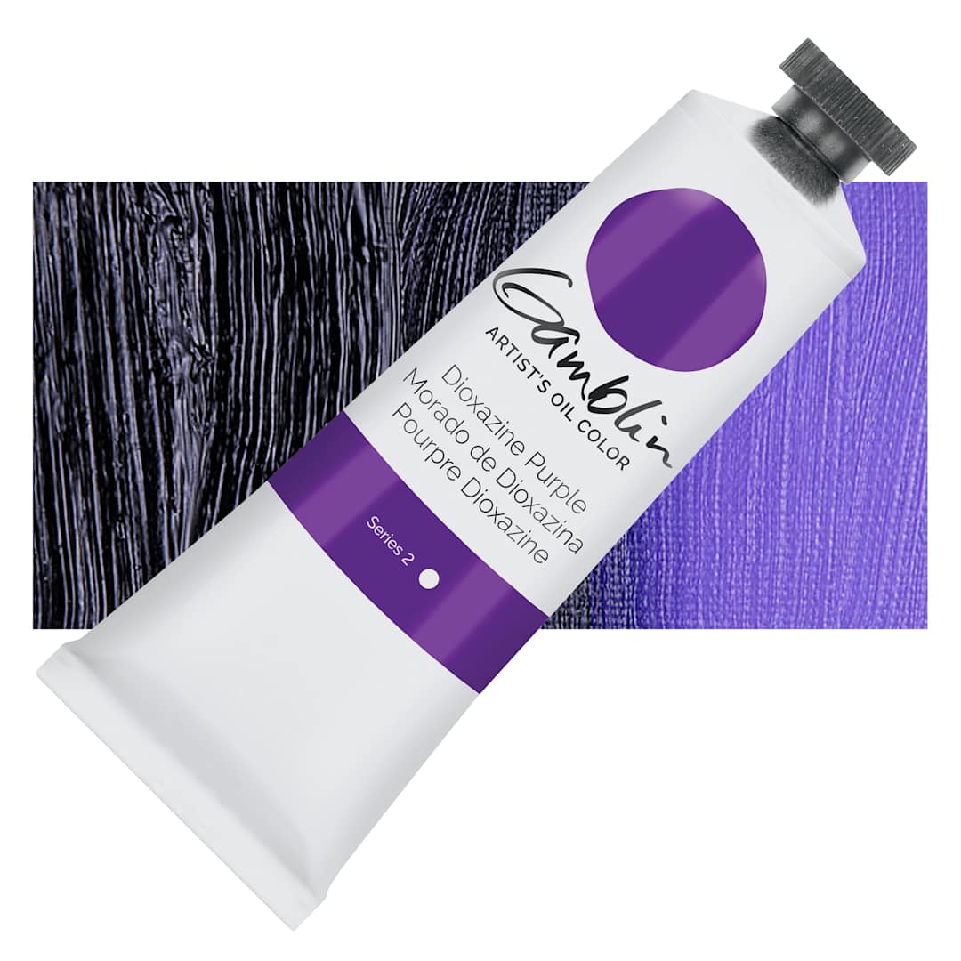 Open in modal - Gamblin Artist's Oil Color - Dioxazine Purple, 37 ml tube and swatch