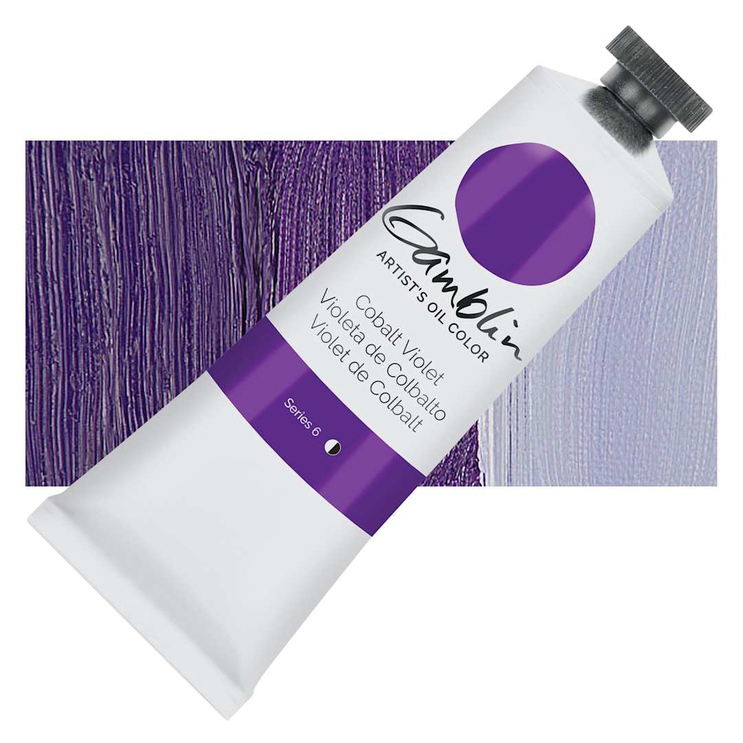 Open in modal - Gamblin Artist's Oil Color - Cobalt Violet, 37 ml tube and swatch