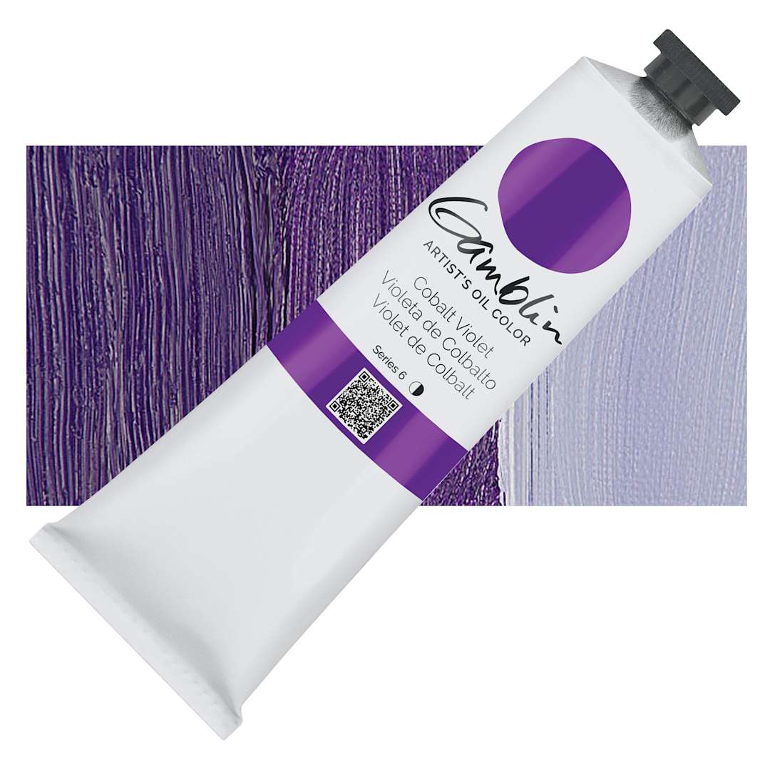 Open in modal - Gamblin Artist's Oil Color - Cobalt Violet, 150 ml tube and swatch