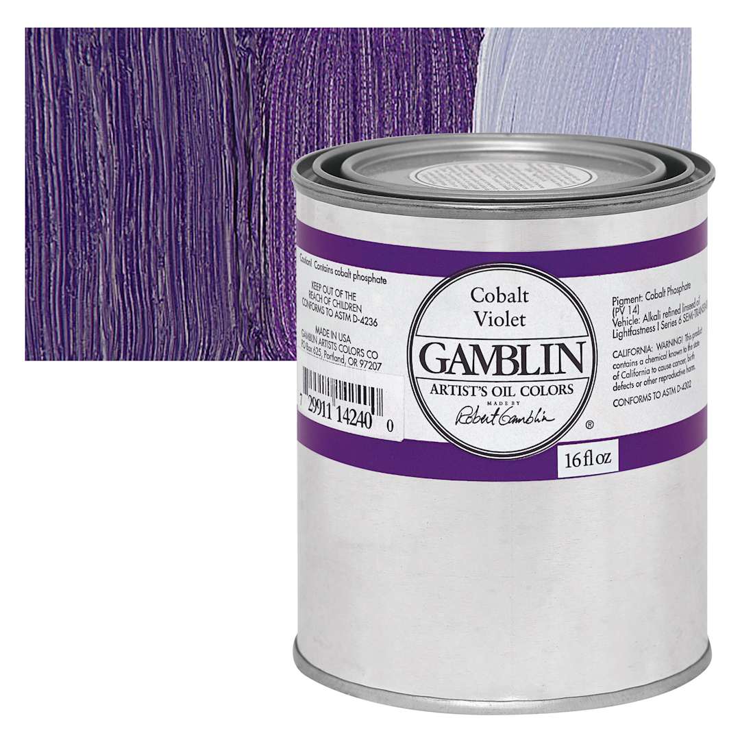 Open in modal - Gamblin Artist's Oil Color - Cobalt Violet, 16 oz Can and swatch