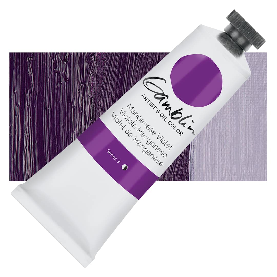 Open in modal - Gamblin Artist's Oil Color - Manganese Violet, 37 ml tube and swatch