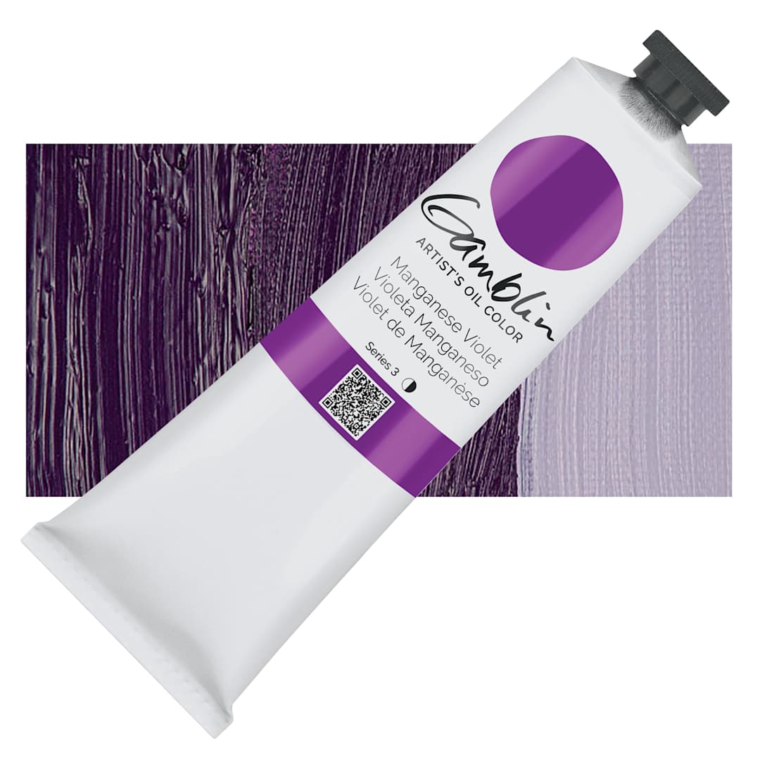 Open in modal - Gamblin Artist's Oil Color - Manganese Violet, 150 ml tube and swatch