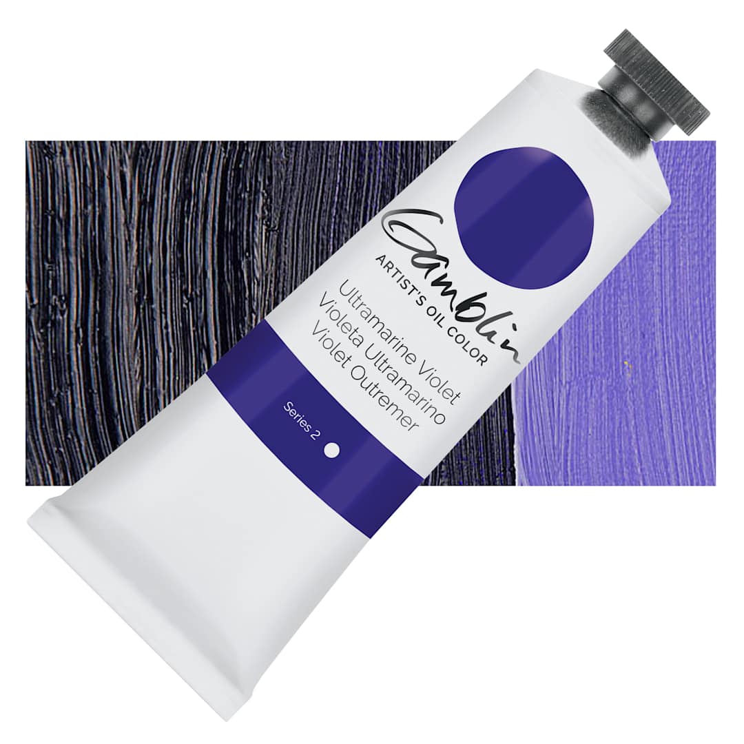 Open in modal - Gamblin Artist's Oil Color - Ultramarine Violet, 37 ml tube and swatch
