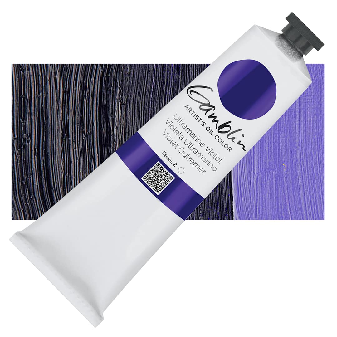 Open in modal - Gamblin Artist's Oil Color - Ultramarine Violet, 150 ml tube and swatch