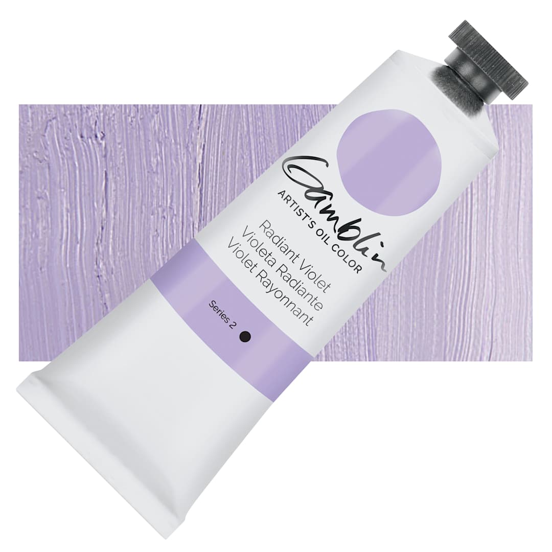 Open in modal - Gamblin Artist's Oil Color - Radiant Violet, 37 ml tube and swatch