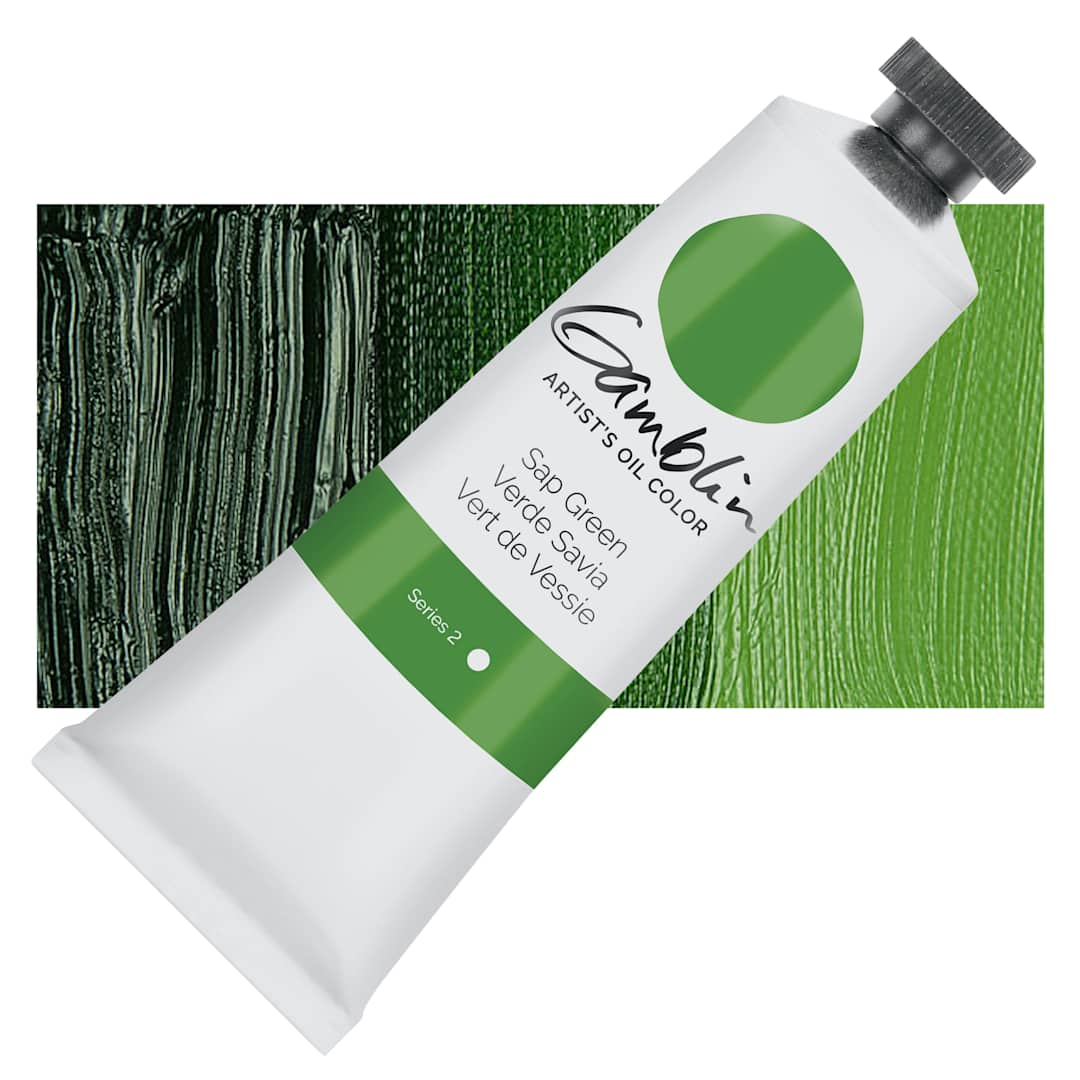 Open in modal - Gamblin Artist's Oil Color - Sap Green, 37 ml tube and swatch
