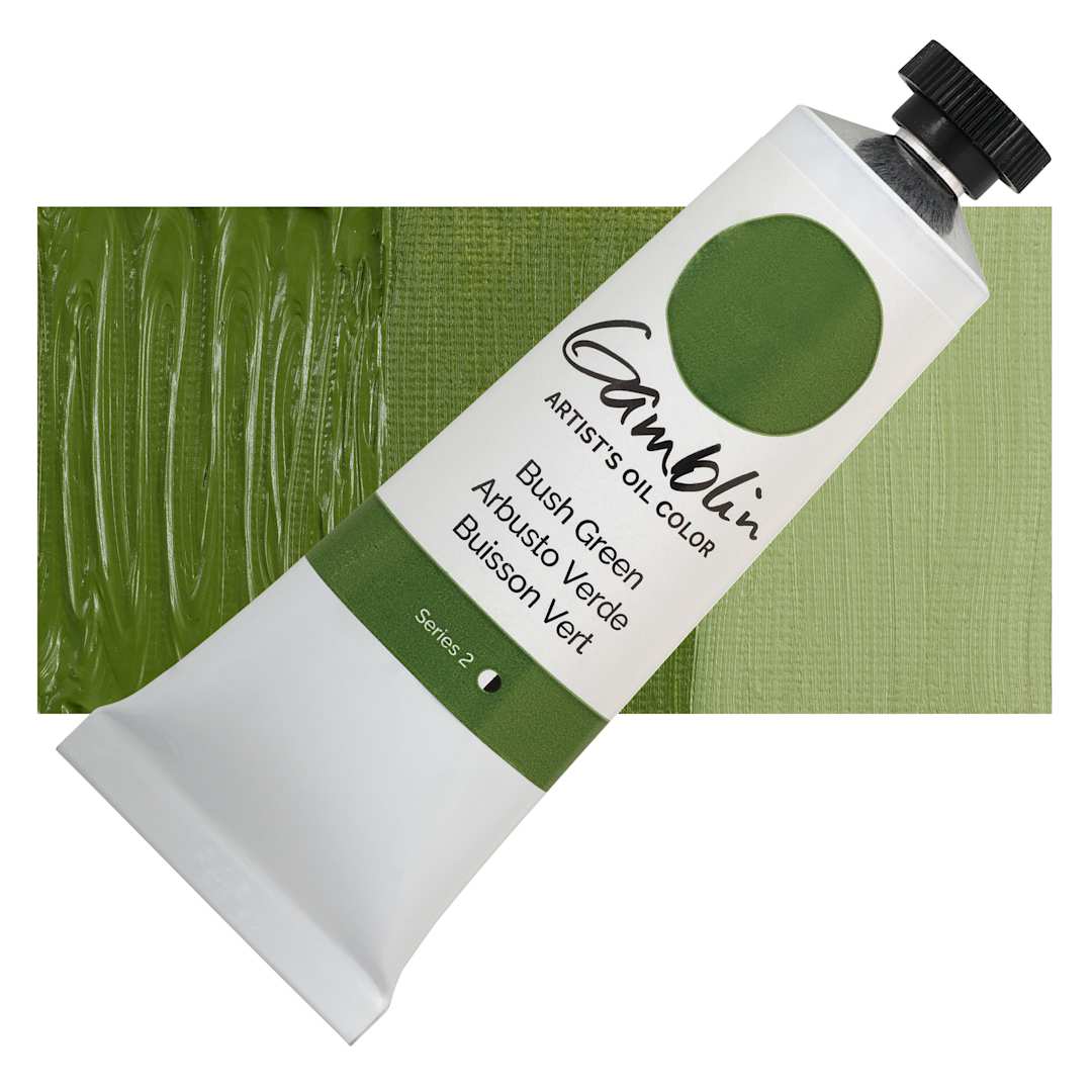 Open in modal - Gamblin Artist's Oil Color - Bush Green, 37 ml tube and swatch
