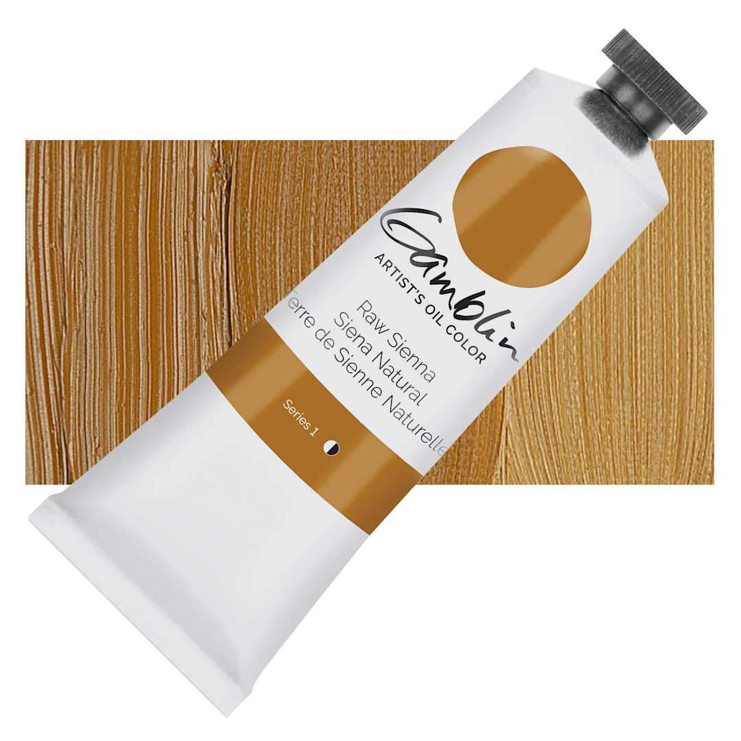 Open in modal - Gamblin Artist's Oil Color - Raw Sienna, 37 ml tube and swatch