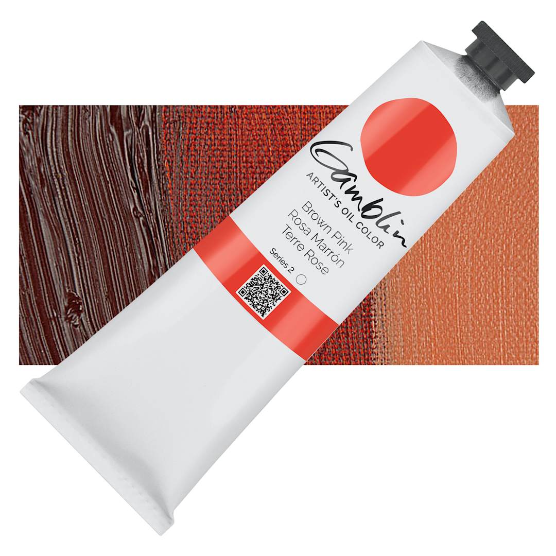 Open in modal - Gamblin Artist's Oil Color - Brown Pink, 150 ml tube and swatch