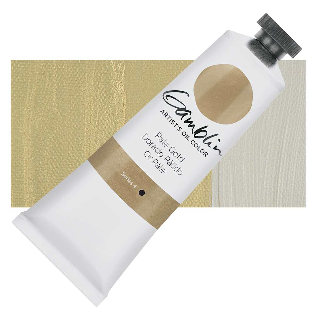 Open in modal - Gamblin Artist's Oil Color - Pale Gold, 37 ml tube and swatch