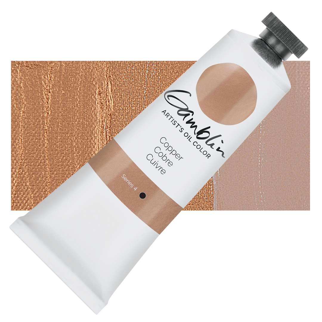 Open in modal - Gamblin Artist's Oil Color - Copper, 37 ml tube and swatch