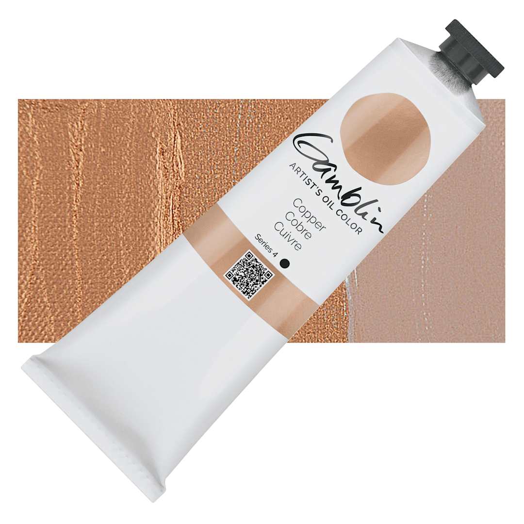 Open in modal - Gamblin Artist's Oil Color - Copper, 150 ml tube and swatch