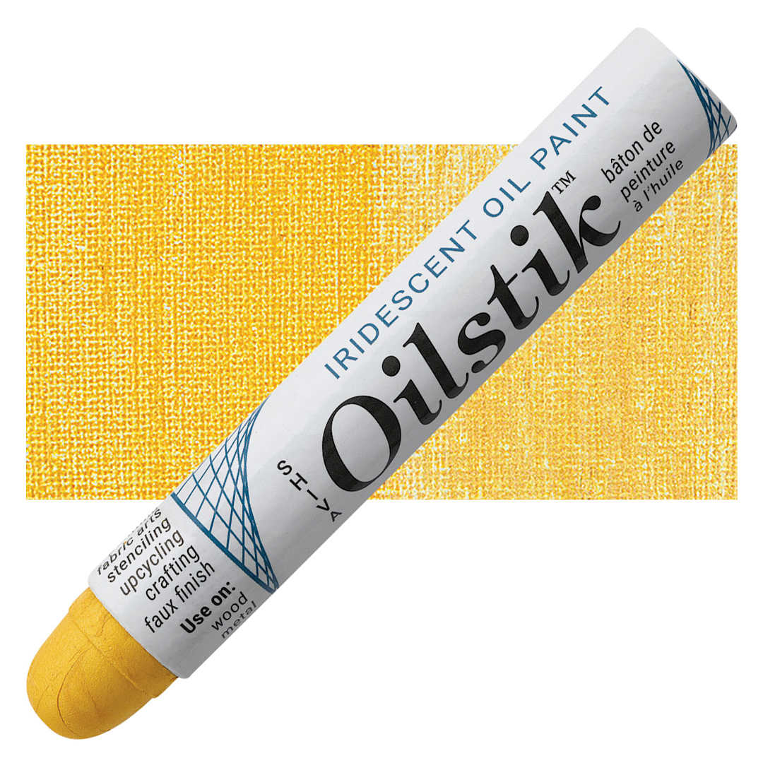 Open in modal - Shiva Oilstik Oil Paint - Iridescent Light Gold oilstik and swatch
