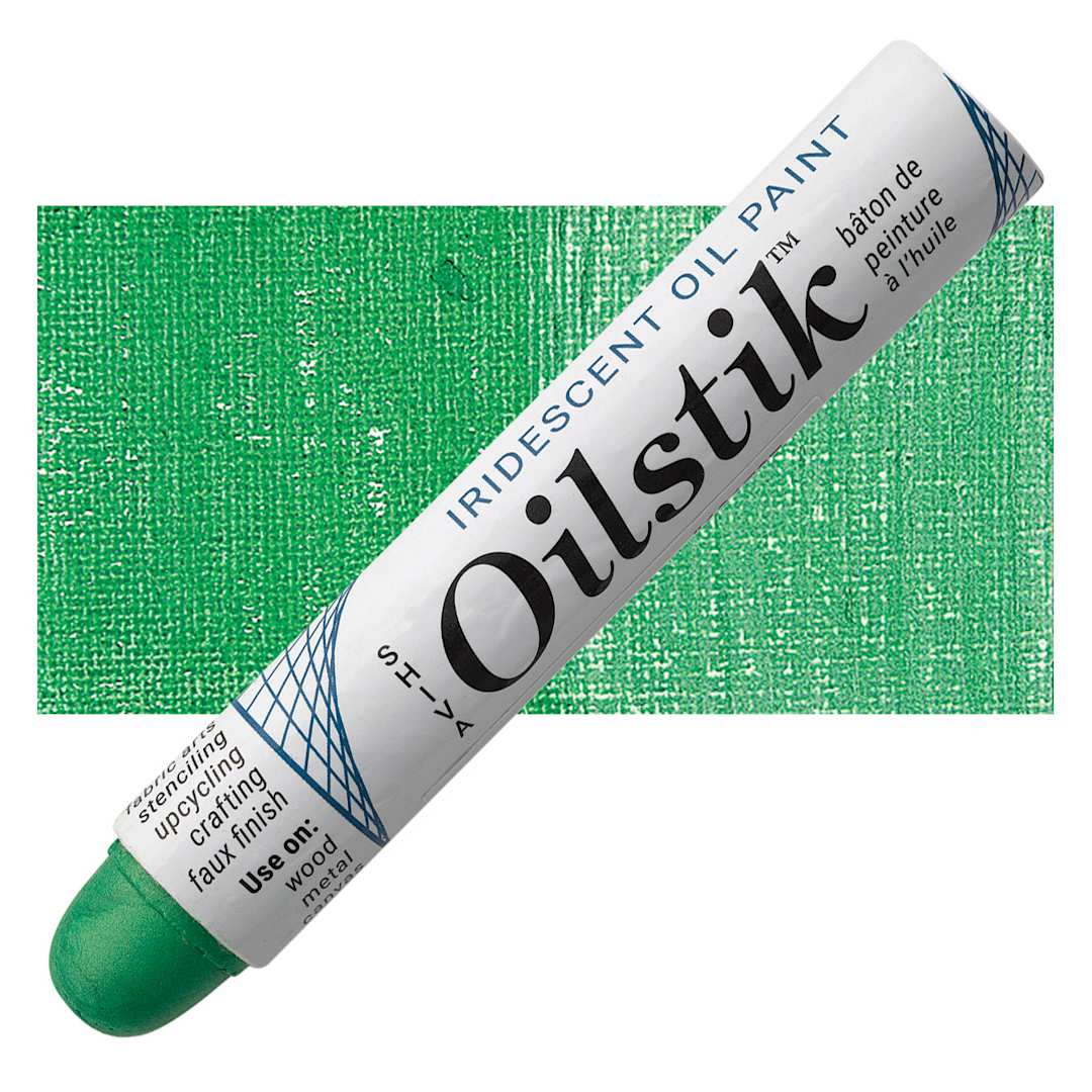 Open in modal - Shiva Oilstik Oil Paint - Iridescent Green oilstik and swatch