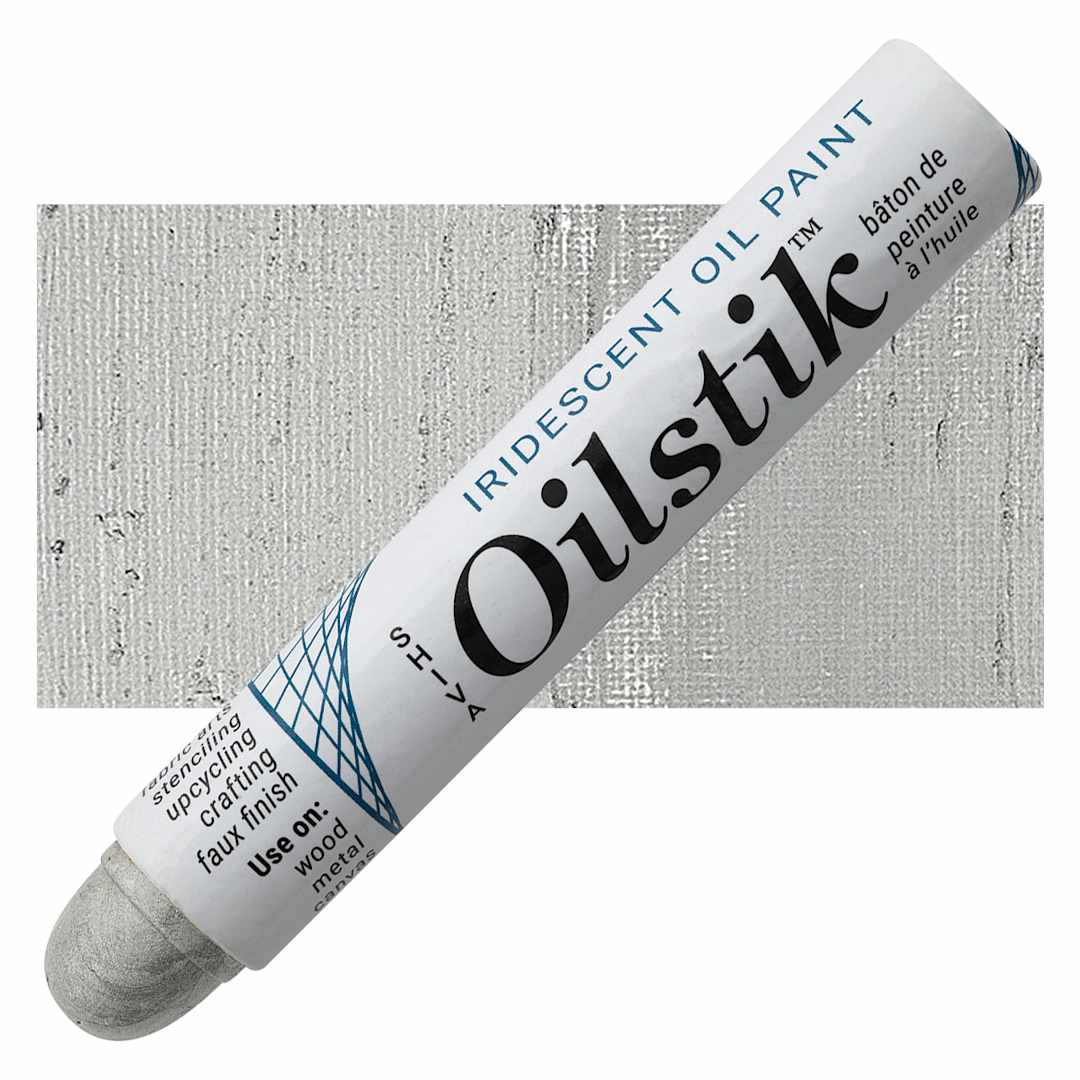 Open in modal - Shiva Oilstik Oil Paint - Iridescent Silver oilstik and swatch