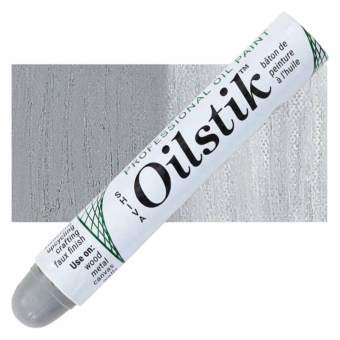Open in modal - Shiva Oilstik Oil Paint - Pewter Gray oilstik and swatch