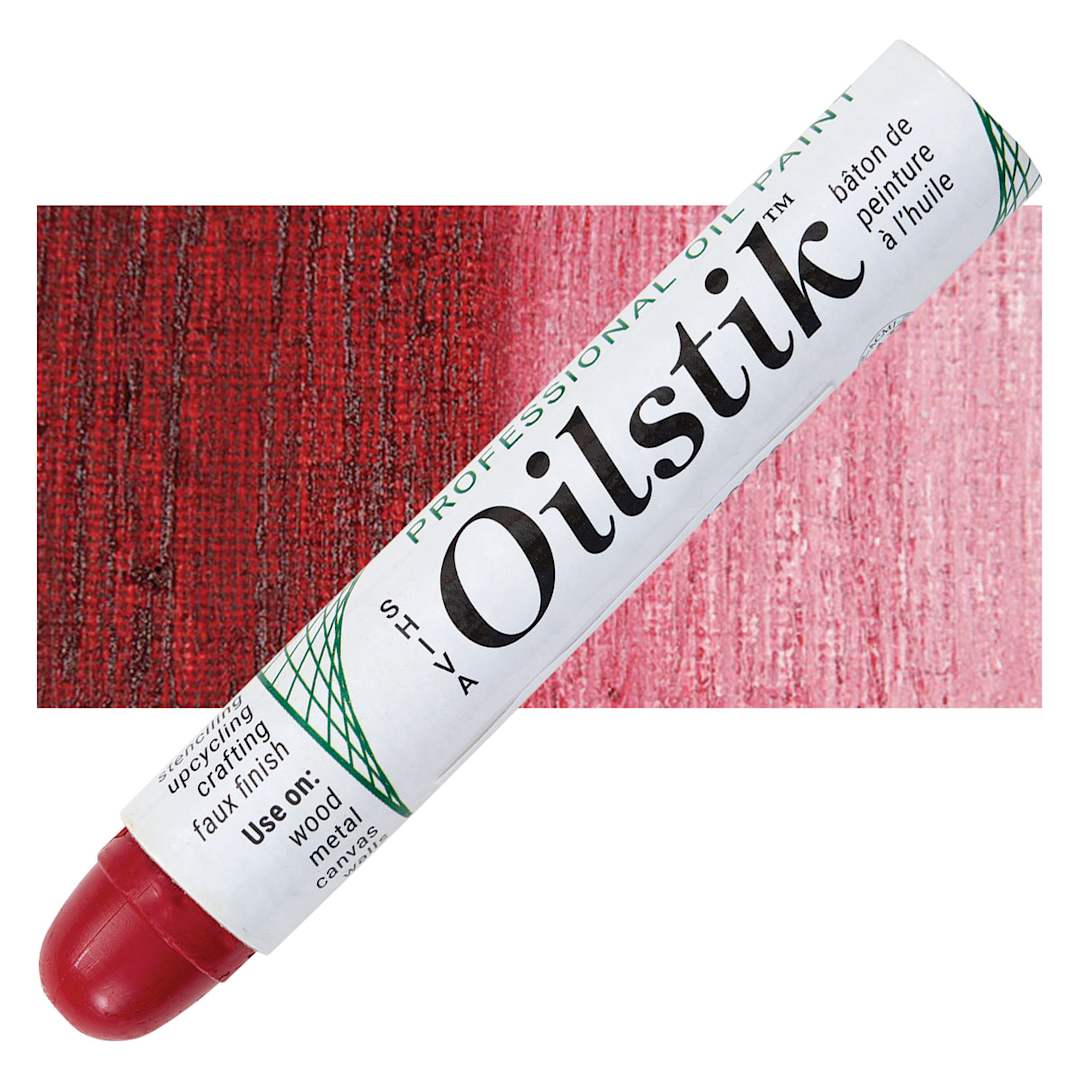 Open in modal - Shiva Oilstik Oil Paint - Alizarin Crimson oilstik and swatch
