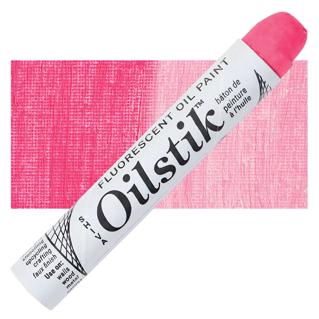 Open in modal - Shiva Oilstik Oil Paint - Fluorescent Pink oilstik and swatch