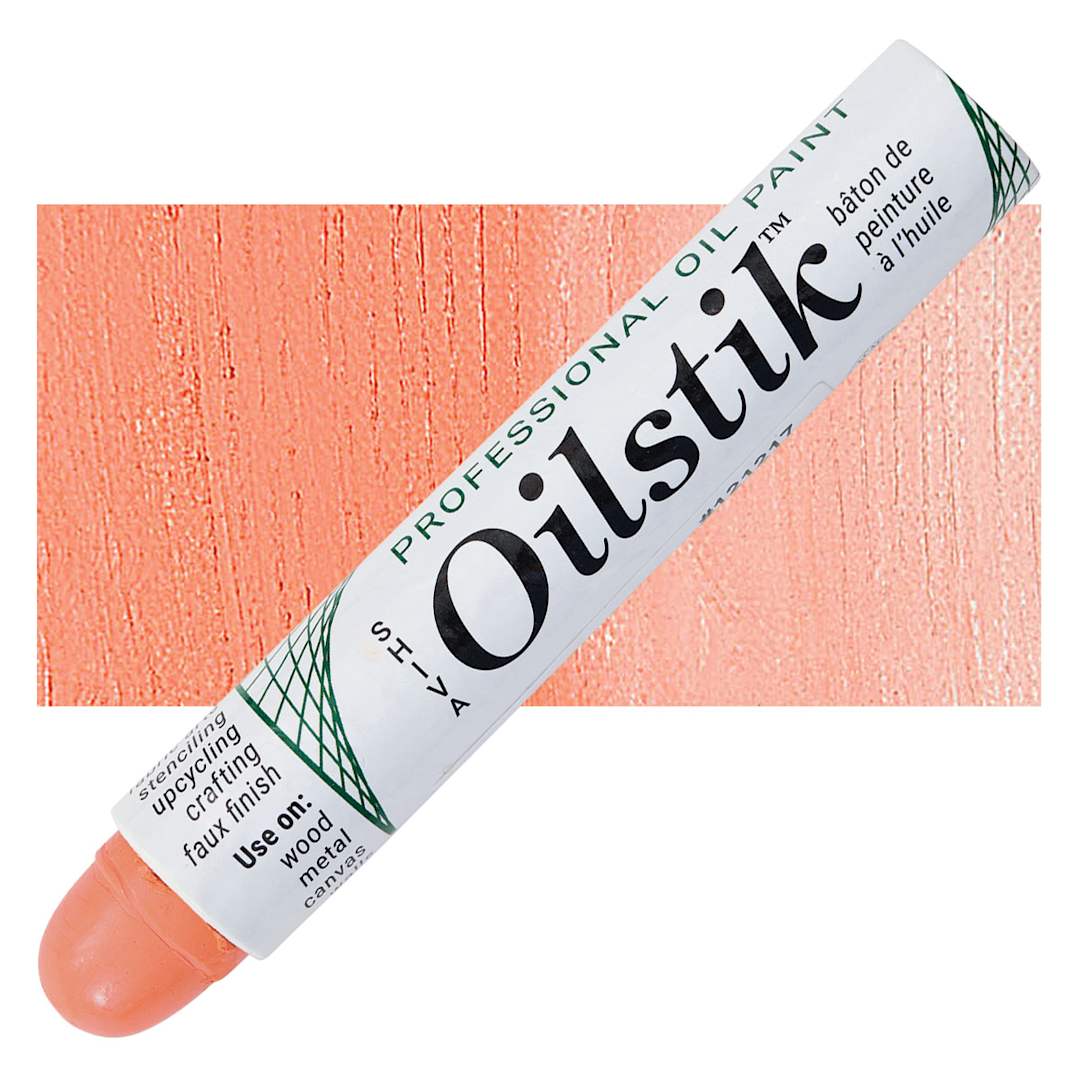 Open in modal - Shiva Oilstik Oil Paint - Peach oilstik and swatch