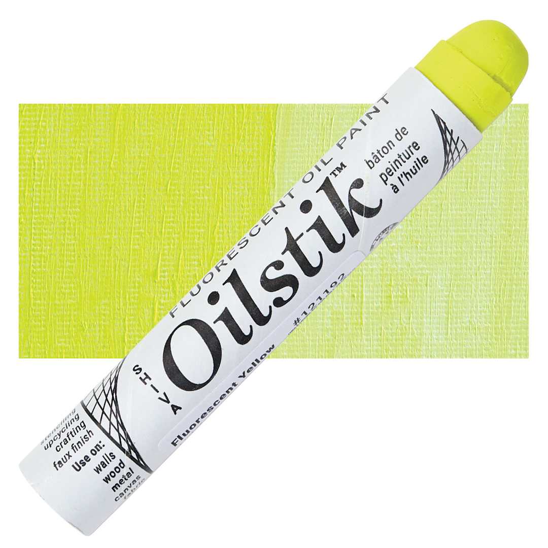 Open in modal - Shiva Oilstik Oil Paint - Fluorescent Yellow oilstik and swatch