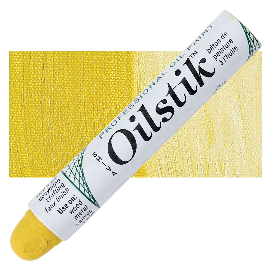 Open in modal - Shiva Oilstik Oil Paint - Yellow Citron oilstik and swatch