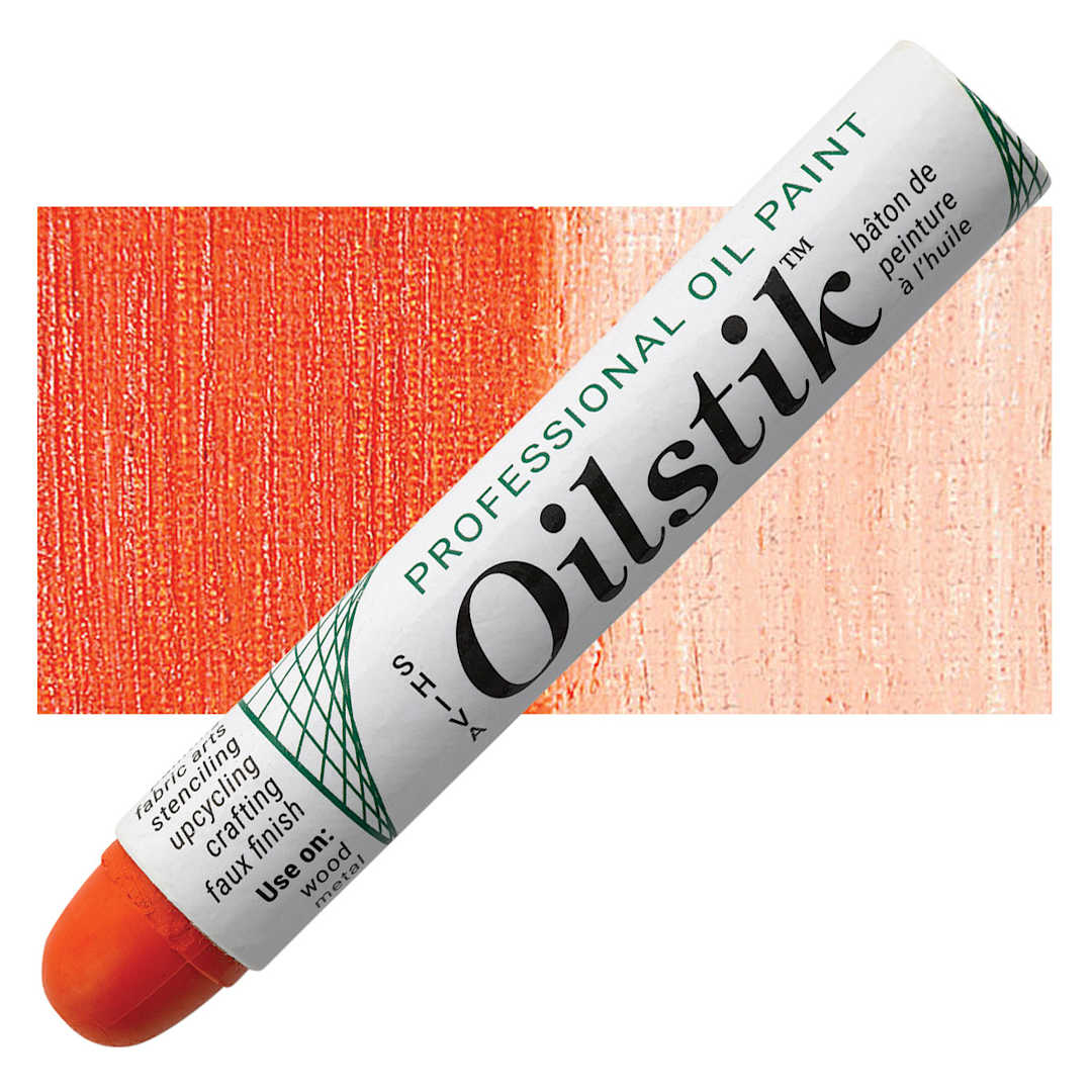 Open in modal - Shiva Oilstik Oil Paint - Azo Orange oilstik and swatch