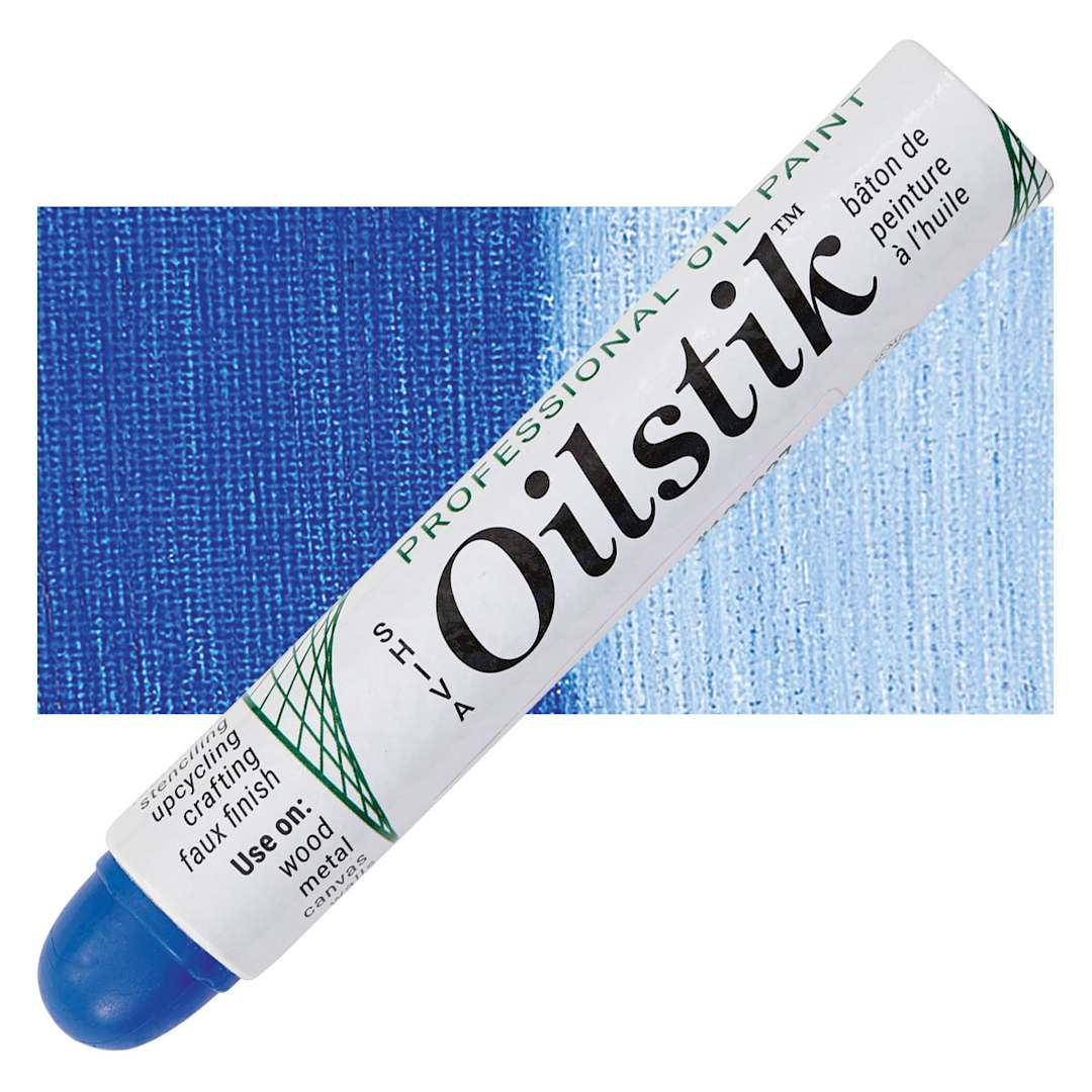 Open in modal - Shiva Oilstik Oil Paint - Cobalt Blue Hue oilstik and swatch