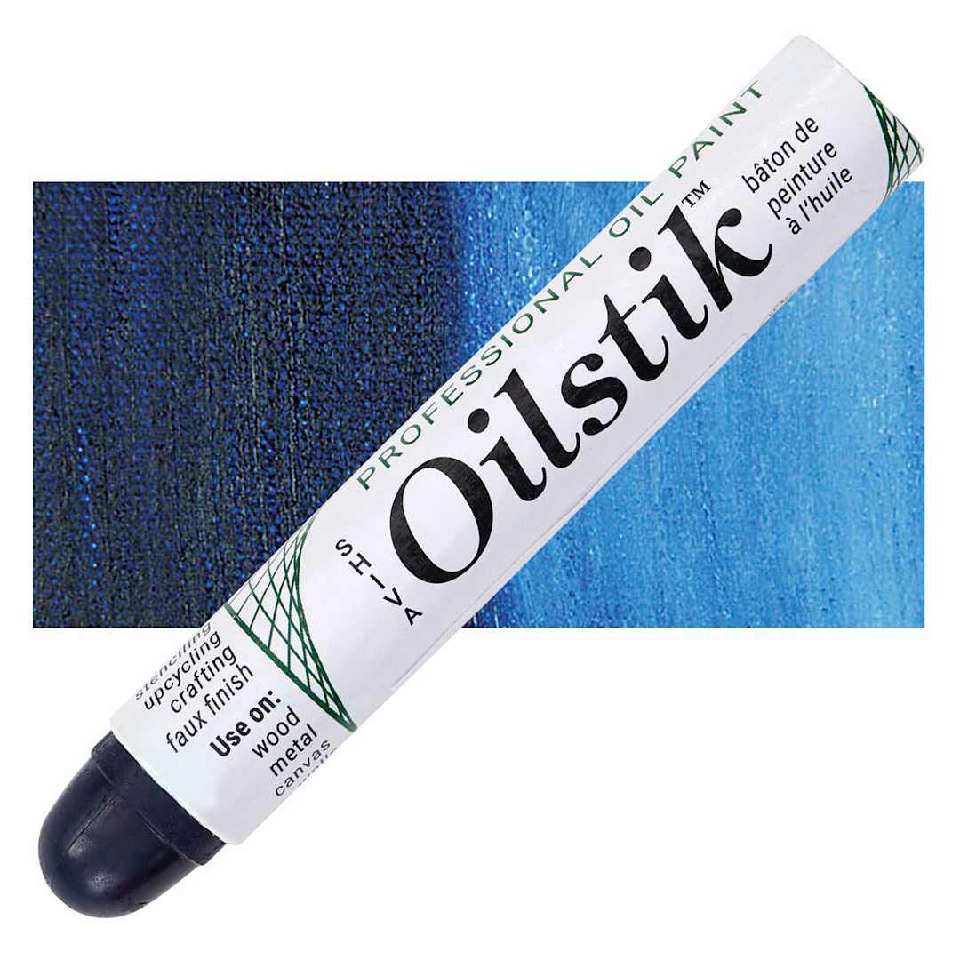 Open in modal - Shiva Oilstik Oil Paint - Prussian Blue oilstik and swatch