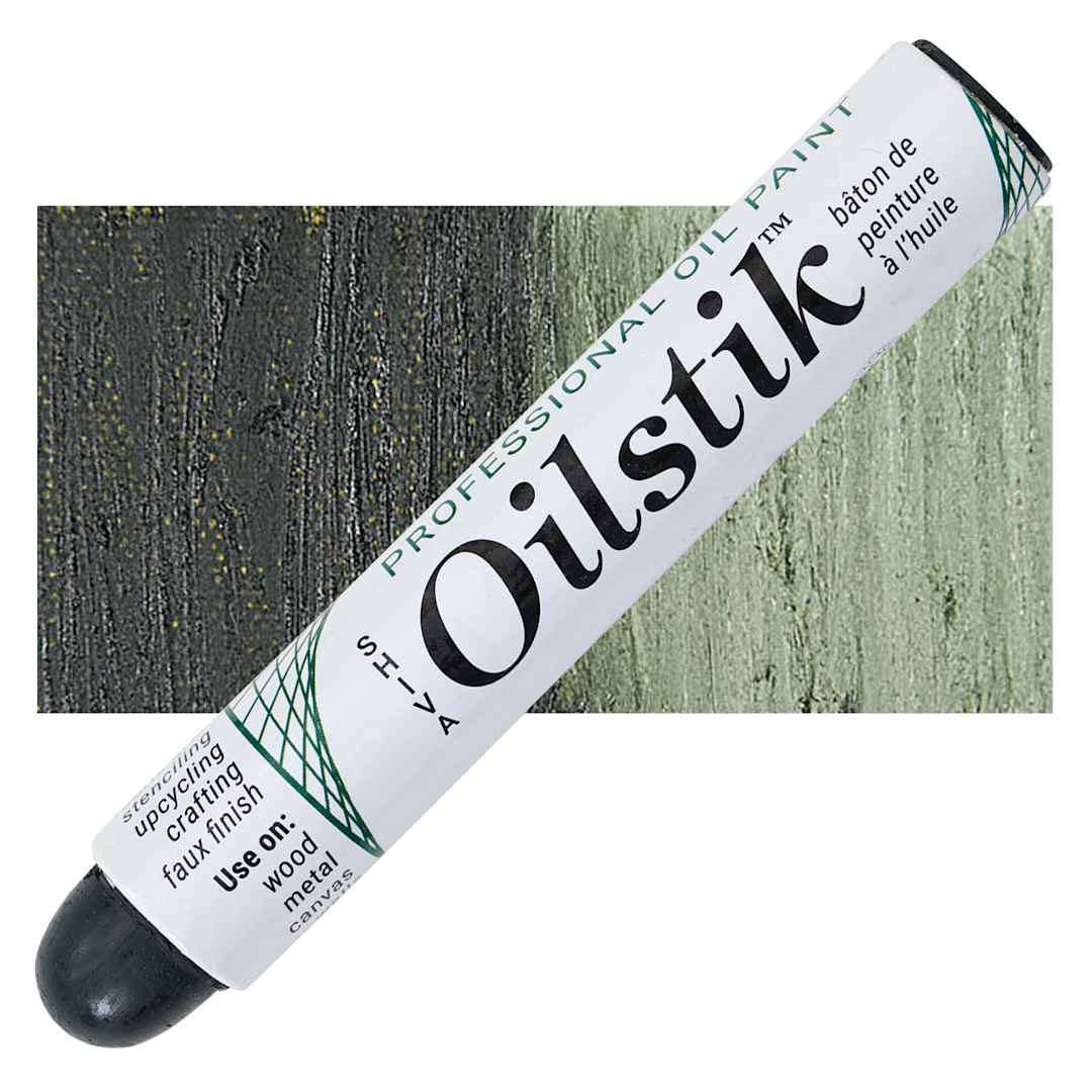 Open in modal - Shiva Oilstik Oil Paint - Olive Green oilstik and swatch