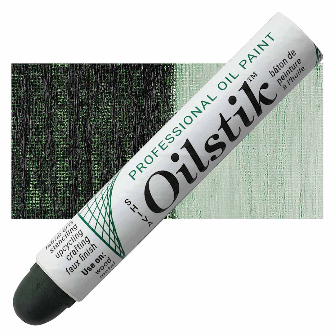 Open in modal - Shiva Oilstik Oil Paint - Sap Green oilstik and swatch