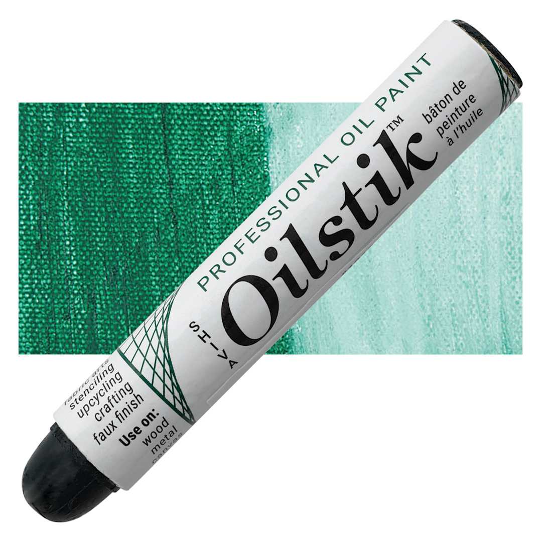 Open in modal - Shiva Oilstik Oil Paint - Viridian Green oilstik and swatch