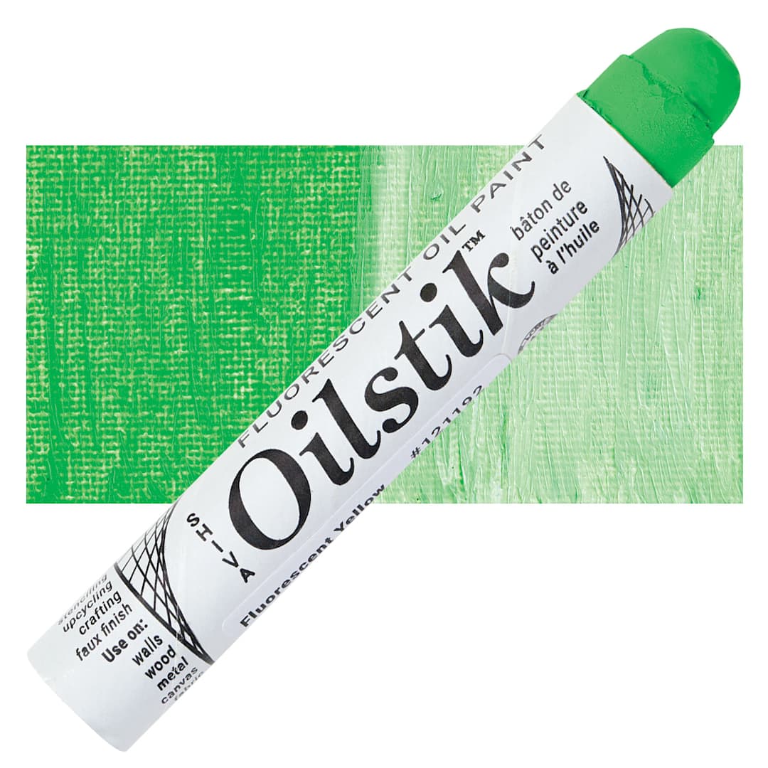 Open in modal - Shiva Oilstik Oil Paint - Fluorescent Green oilstik and swatch