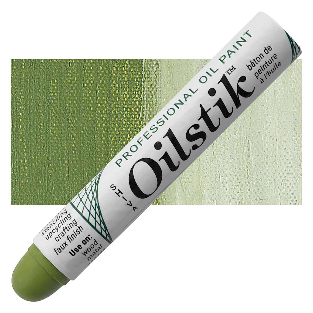 Open in modal - Shiva Oilstik Oil Paint - Meadow Green oilstik and swatch