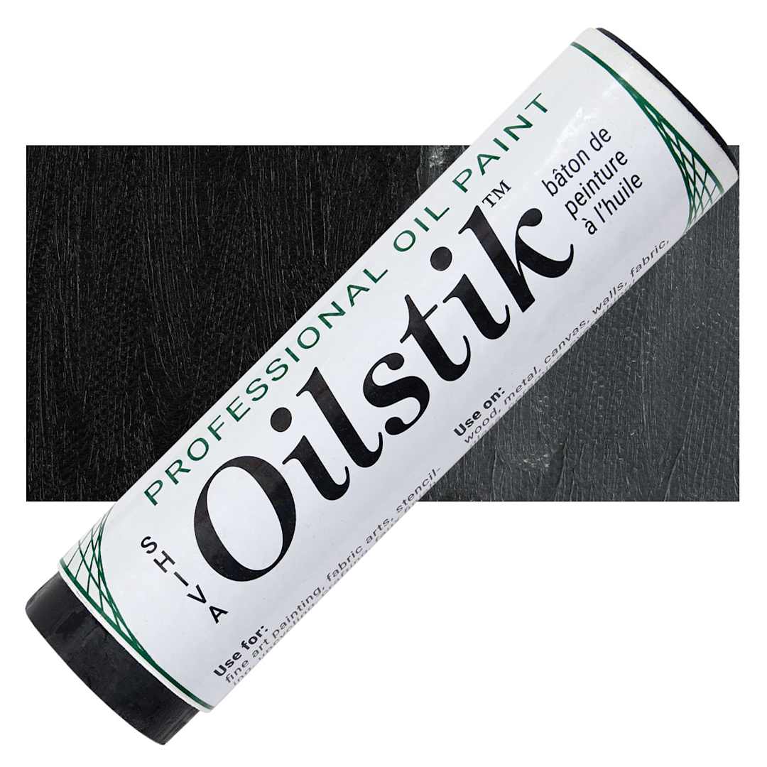 Open in modal - Shiva Oilstik Oil Paint - Ivory Black, Jumbo oilstik and swatch