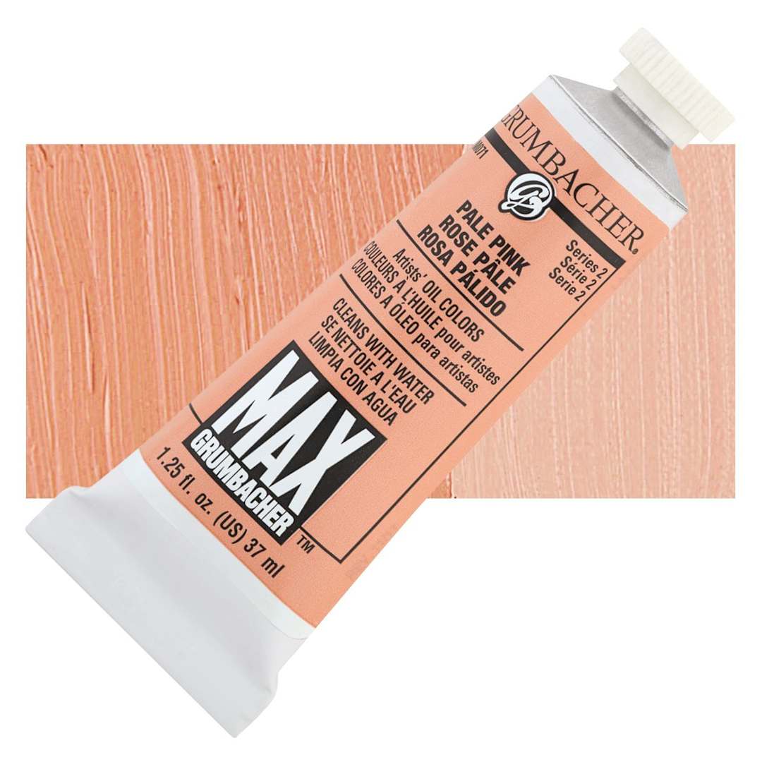 Open in modal - Grumbacher Max Artists' Water Miscible Oil Color - Flesh Hue, 37 ml tube and swatch