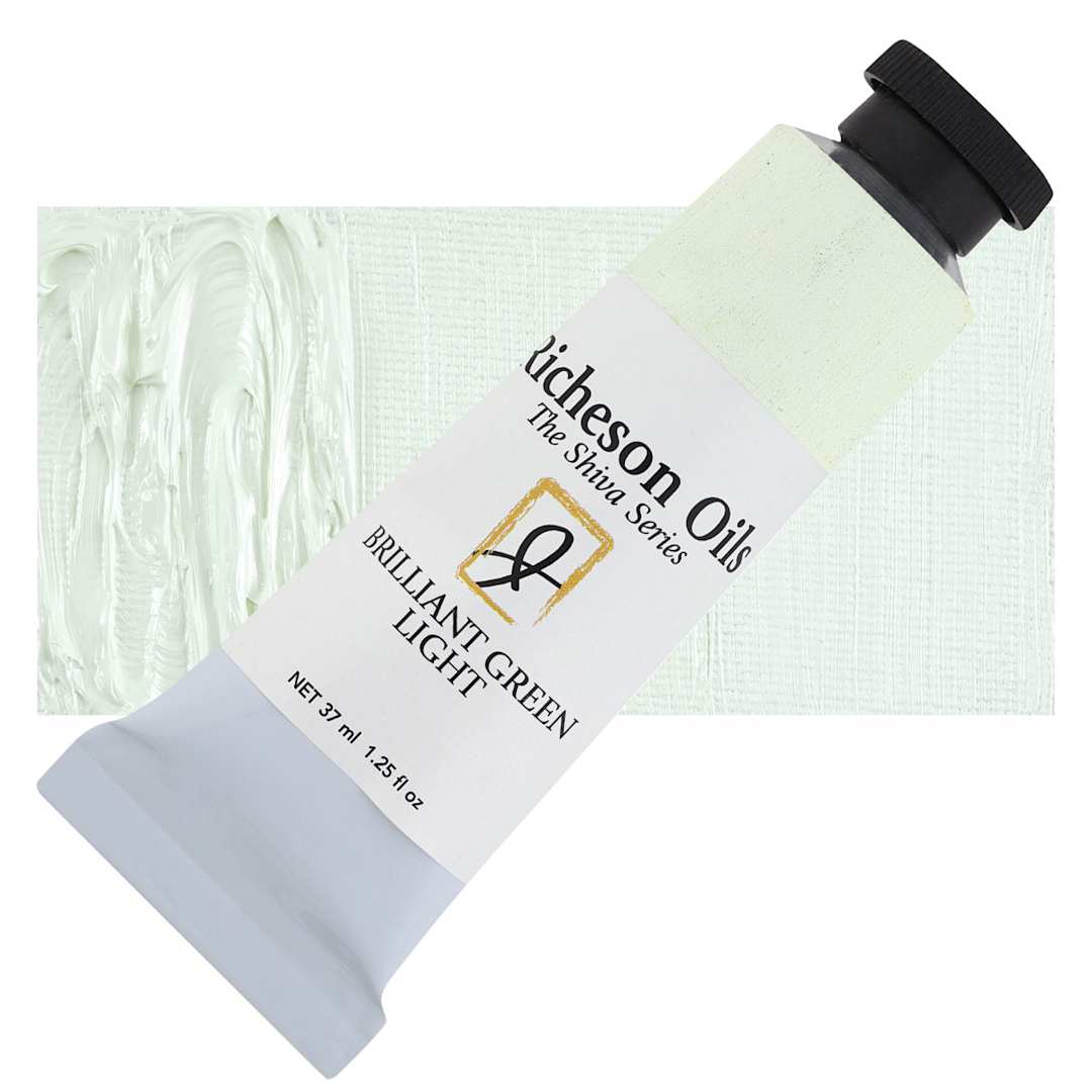 Open in modal - Shiva Signature Artist Oil Color - Brilliant Green Light, 37 ml Tube and swatch