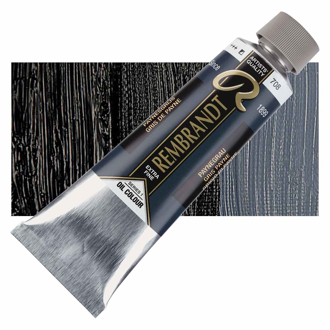 Open in modal - Rembrandt Artists' Oil Color - Payne's Gray, 150 ml tube and swatch