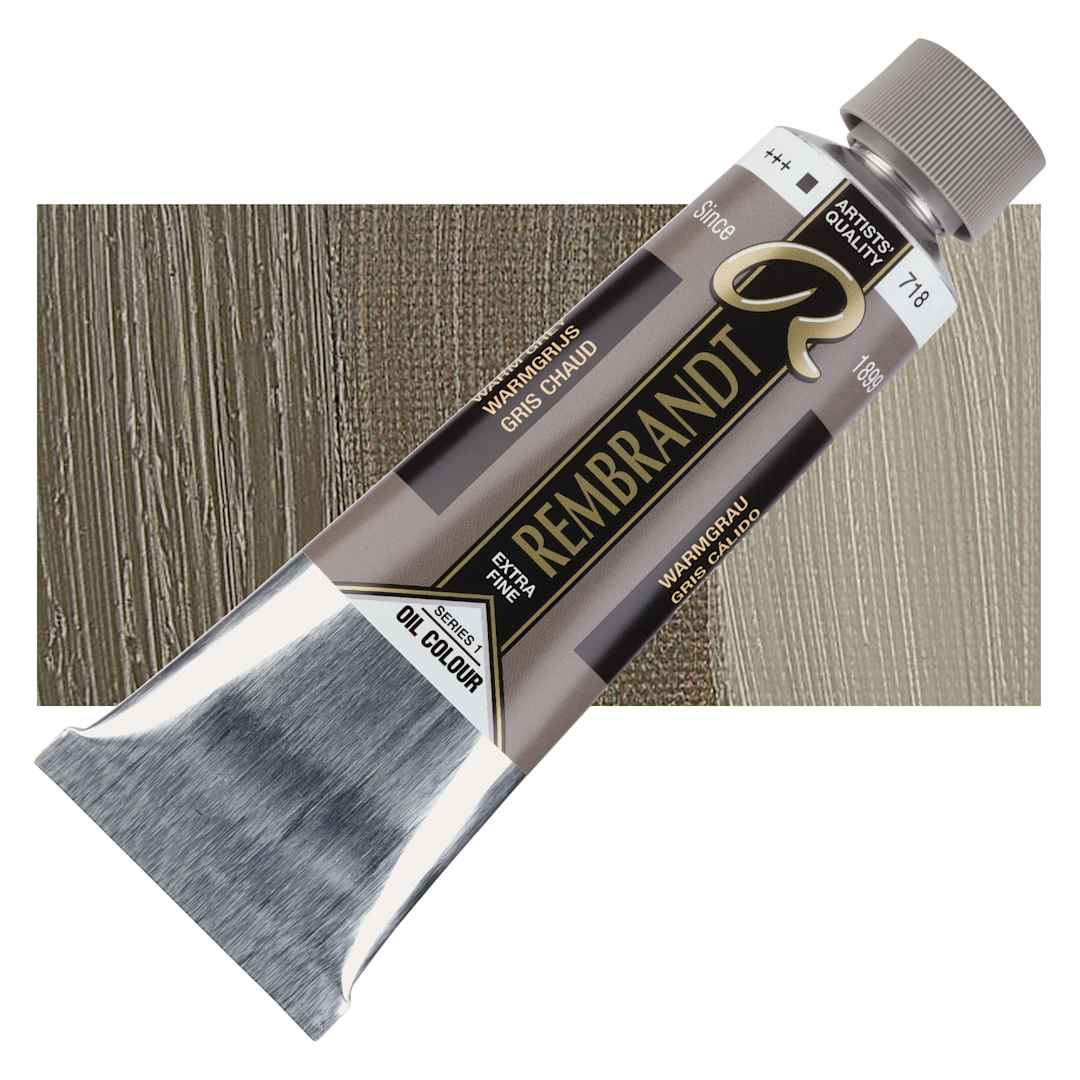 Open in modal - Rembrandt Artists' Oil Color - Warm Gray, 150 ml tube and swatch