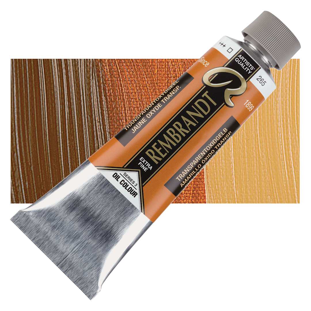 Open in modal - Rembrandt Artists' Oil Color - Transparent Oxide Yellow, 150 ml tube and swatch