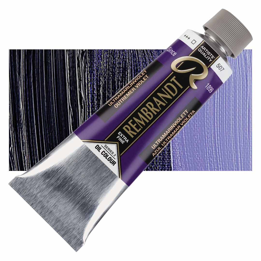 Open in modal - Rembrandt Artists' Oil Color - Ultramarine Violet, 150 ml tube and swatch