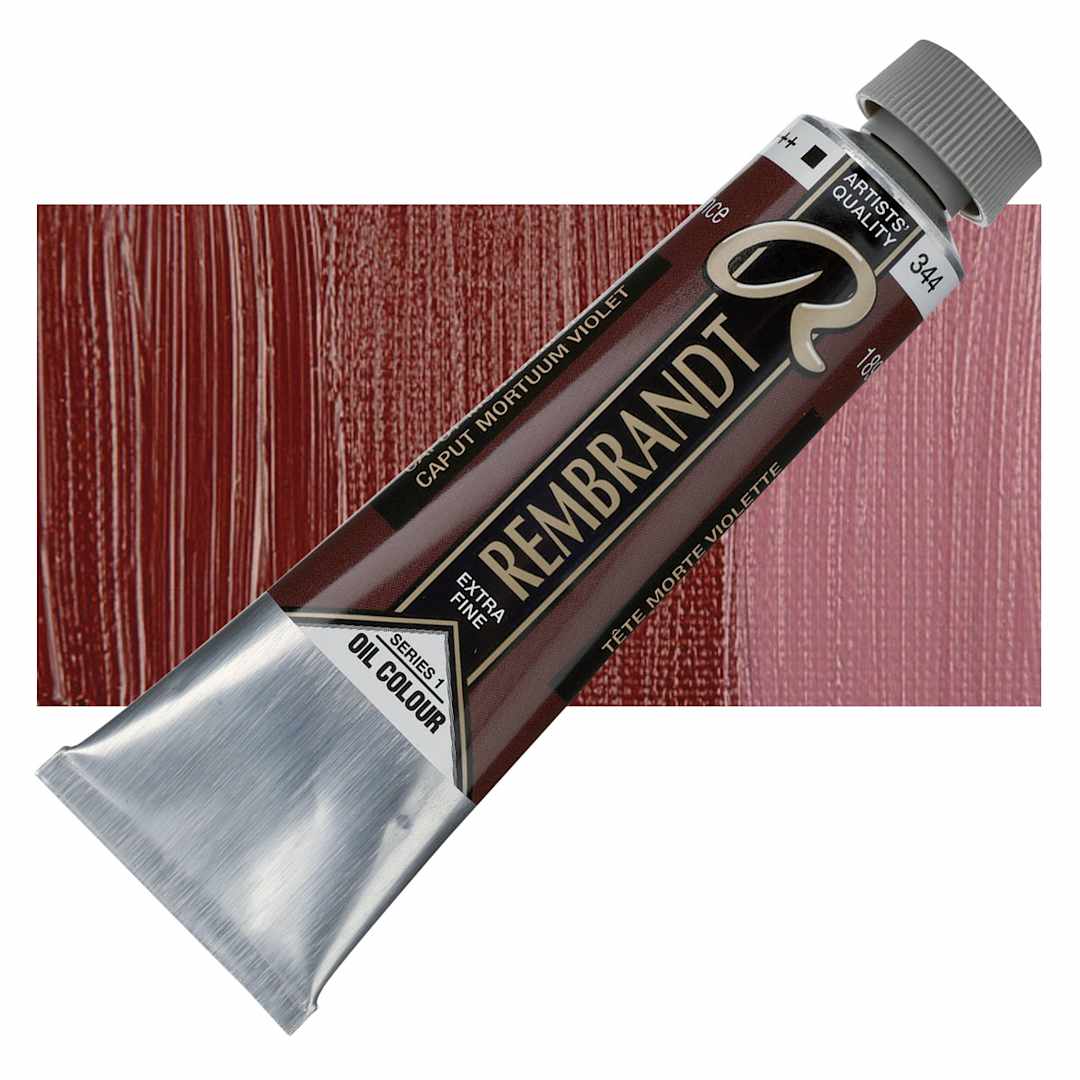 Open in modal - Rembrandt Artists' Oil Color - Caput Mortuum Violet, 40 ml tube and swatch