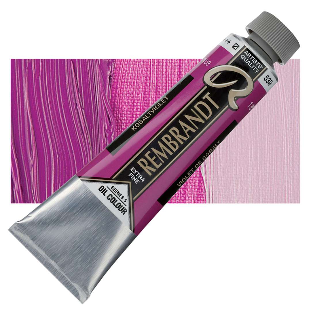 Open in modal - Rembrandt Artists' Oil Color - Cobalt Violet, 40 ml tube and swatch