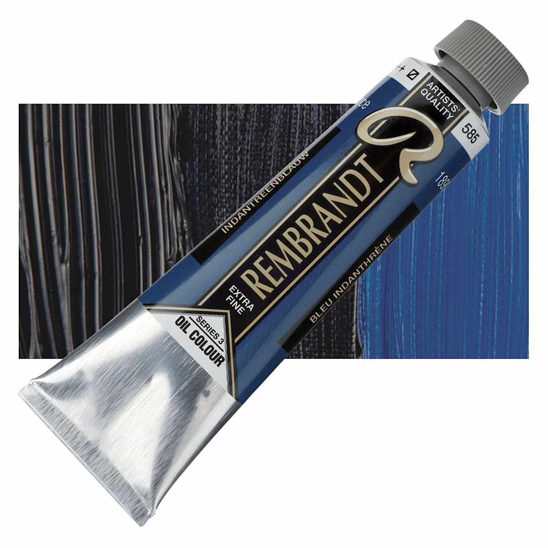 Open in modal - Rembrandt Artists' Oil Color - Indanthrene Blue, 40 ml tube and swatch