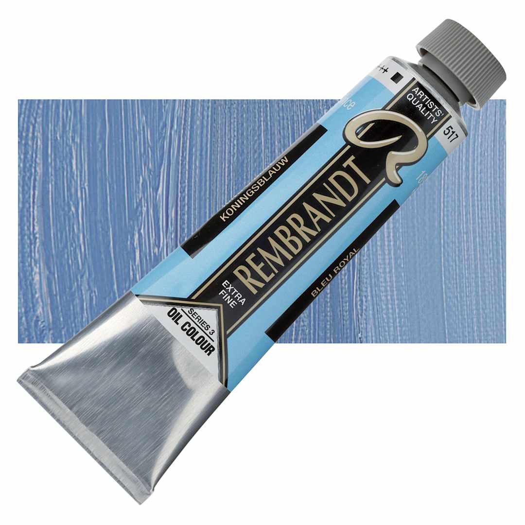 Open in modal - Rembrandt Artists' Oil Color - Kings Blue, 40 ml tube and swatch