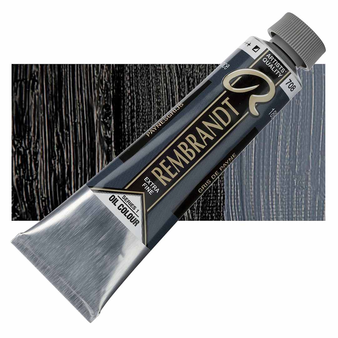 Open in modal - Rembrandt Artists' Oil Color - Payne's Gray, 40 ml tube and swatch