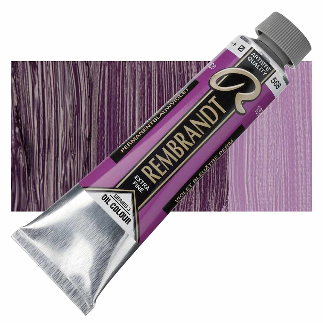Open in modal - Rembrandt Artists' Oil Color - Permanent Blue Violet, 40 ml tube and swatch
