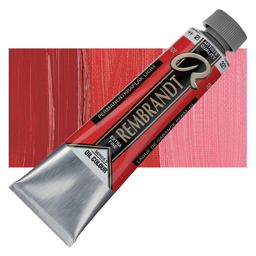 Open in modal - Rembrandt Artists' Oil Color - Permanent Madder Light, 40 ml tube and swatch