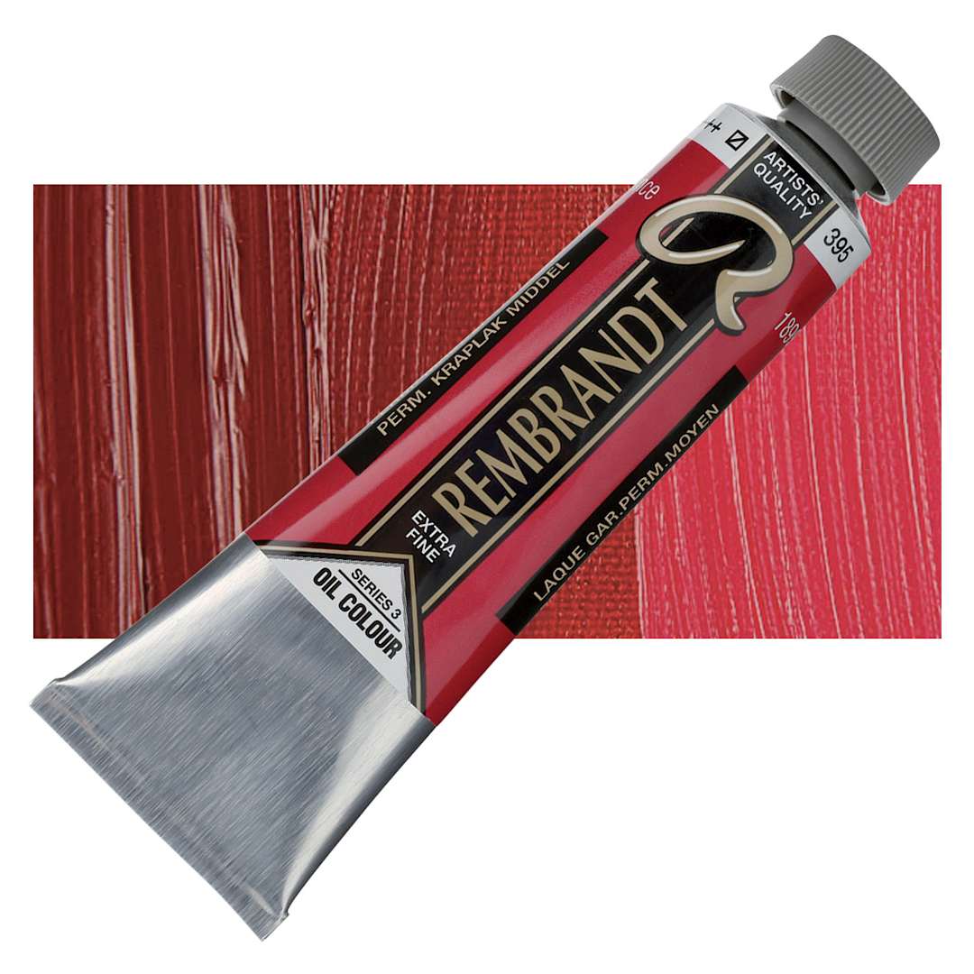 Open in modal - Rembrandt Artists' Oil Color - Permanent Madder Medium, 40 ml tube and swatch