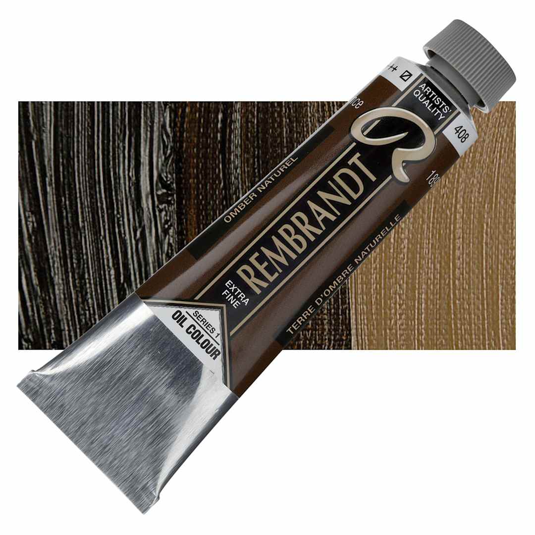 Open in modal - Rembrandt Artists' Oil Color - Raw Umber, 40 ml tube and swatch